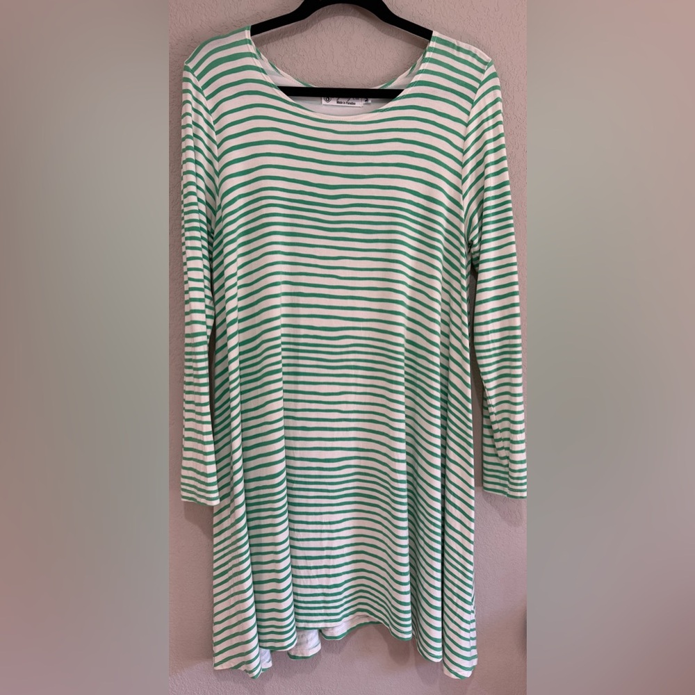 Fighting Eel Green and White Striped Dress